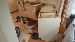 Kitchen Sink Side Demolition Pennisula Cabinet